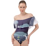 Alien Astronaut Scene Off Shoulder Velour Bodysuit 