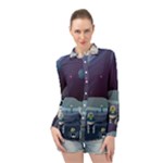 Alien Astronaut Scene Long Sleeve Chiffon Shirt