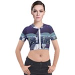 Alien Astronaut Scene Short Sleeve Cropped Jacket