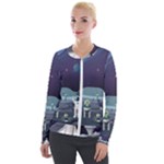 Alien Astronaut Scene Velvet Zip Up Jacket
