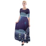Alien Astronaut Scene Half Sleeves Maxi Dress