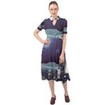Alien Astronaut Scene Keyhole Neckline Chiffon Dress