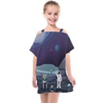 Alien Astronaut Scene Kids  One Piece Chiffon Dress