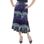 Alien Astronaut Scene Midi Mermaid Skirt