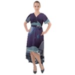 Alien Astronaut Scene Front Wrap High Low Dress