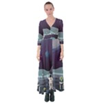 Alien Astronaut Scene Button Up Maxi Dress