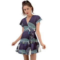 Flutter Sleeve Wrap Dress 