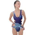 Alien Astronaut Scene Side Cut Out Swimsuit