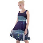 Alien Astronaut Scene Knee Length Skater Dress