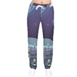 Alien Astronaut Scene Women Velvet Drawstring Pants