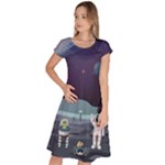 Alien Astronaut Scene Classic Short Sleeve Dress