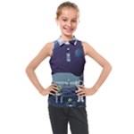 Alien Astronaut Scene Kids  Sleeveless Polo T-Shirt