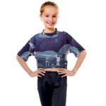 Alien Astronaut Scene Kids Mock Neck T-Shirt