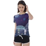Alien Astronaut Scene Short Sleeve Open Back T-Shirt