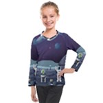 Alien Astronaut Scene Kids  Long Mesh T-Shirt