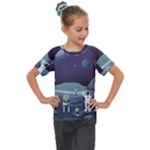 Alien Astronaut Scene Kids  Mesh Piece T-Shirt