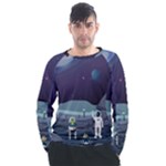 Alien Astronaut Scene Men s Long Sleeve Raglan T-Shirt