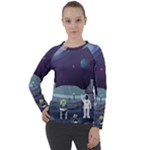 Alien Astronaut Scene Women s Long Sleeve Raglan T-Shirt