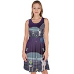 Alien Astronaut Scene Knee Length Skater Dress With Pockets