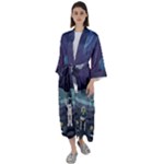 Alien Astronaut Scene Maxi Satin Kimono