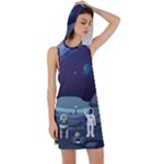 Alien Astronaut Scene Racer Back Hoodie Dress