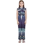 Alien Astronaut Scene Kids  Sleeveless Ruffle Edge Band Collar Chiffon One Piece