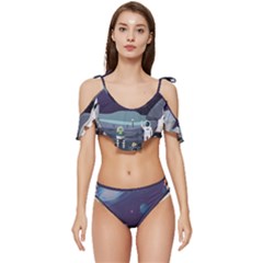 Ruffle Edge Tie Up Bikini Set	 