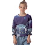 Alien Astronaut Scene Kids  Cuff Sleeve Top