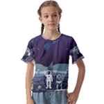 Alien Astronaut Scene Kids  Cuff Sleeve Scrunch Bottom T-Shirt