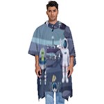 Alien Astronaut Scene Men s Hooded Rain Ponchos