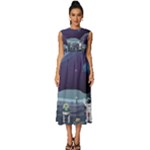 Alien Astronaut Scene Sleeveless Round Neck Midi Dress
