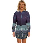 Alien Astronaut Scene Womens Long Sleeve Shirt Dress
