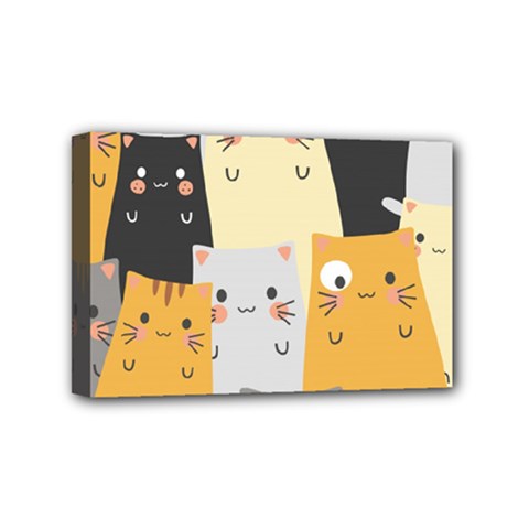 Seamless Pattern Cute Cat Cartoons Mini Canvas 6  x 4  (Stretched) from ArtsNow.com