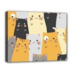 Seamless Pattern Cute Cat Cartoons Canvas 14  x 11  (Stretched)