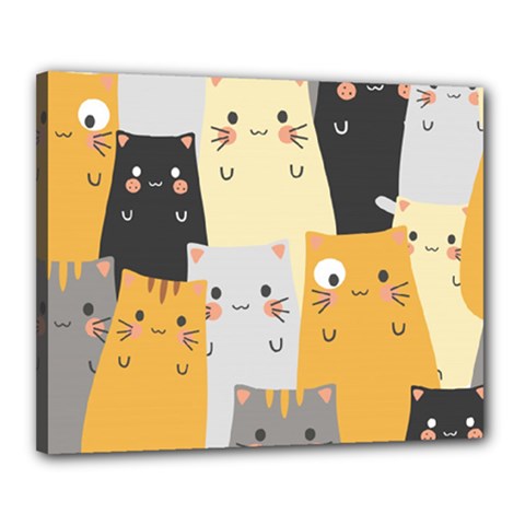 Seamless Pattern Cute Cat Cartoons Canvas 20  x 16  (Stretched) from ArtsNow.com