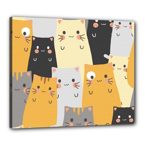 Seamless Pattern Cute Cat Cartoons Canvas 24  x 20  (Stretched) from ArtsNow.com