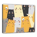 Seamless Pattern Cute Cat Cartoons Canvas 24  x 20  (Stretched)