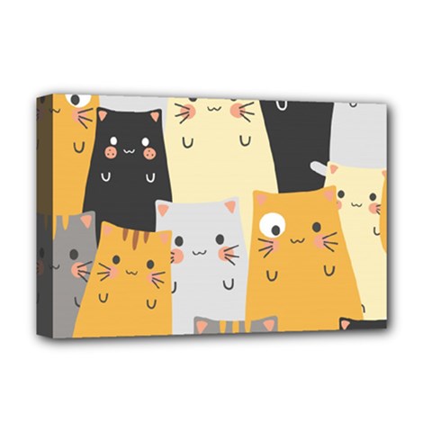 Seamless Pattern Cute Cat Cartoons Deluxe Canvas 18  x 12  (Stretched) from ArtsNow.com