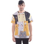Seamless Pattern Cute Cat Cartoons Men s Sport Mesh T-Shirt