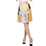 Seamless Pattern Cute Cat Cartoons A-Line Skirt