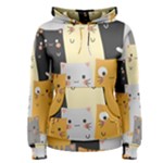 Seamless Pattern Cute Cat Cartoons Women s Pullover Hoodie