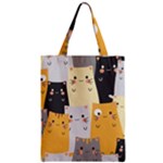 Seamless Pattern Cute Cat Cartoons Zipper Classic Tote Bag
