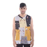 Seamless Pattern Cute Cat Cartoons Men s Basketball Tank Top
