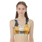 Seamless Pattern Cute Cat Cartoons Sports Bra with Border