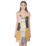Seamless Pattern Cute Cat Cartoons Camis Nightgown 