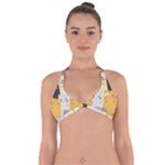 Seamless Pattern Cute Cat Cartoons Halter Neck Bikini Top