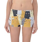 Seamless Pattern Cute Cat Cartoons Reversible Boyleg Bikini Bottoms