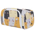 Seamless Pattern Cute Cat Cartoons Toiletries Pouch