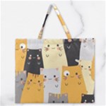 Seamless Pattern Cute Cat Cartoons Zipper Large Tote Bag