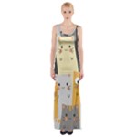 Seamless Pattern Cute Cat Cartoons Thigh Split Maxi Dress